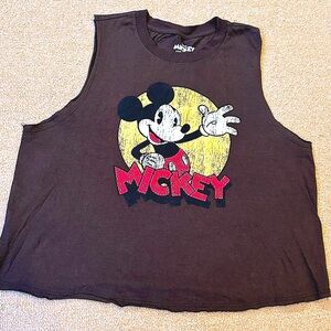 Disney Mickey Mouse Tank Top S Brown w/ Mickey design disneyworld Disneyland